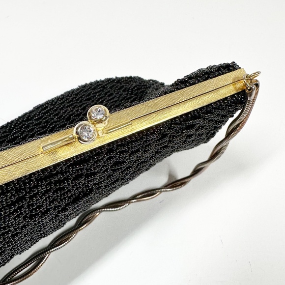 vintage Walborg black beaded Evening Chain Bag handbag purse Hong Kong - Picture 6 of 9